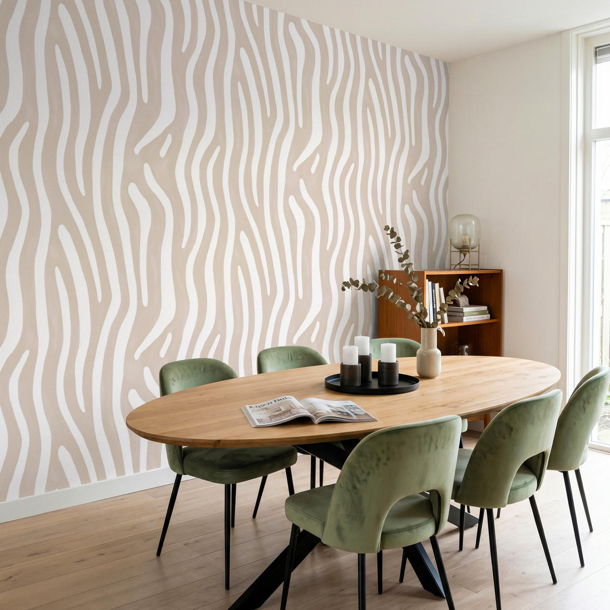 TAPETE - Abstrakt - Zebra - Beige - 300x240 cm - Beige, Papier (300/240cm) - OnlyWow