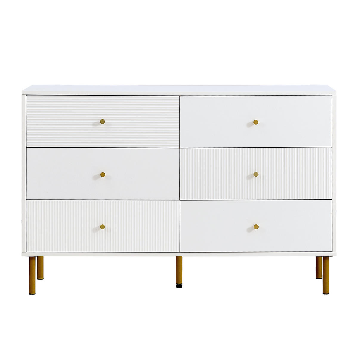 SIDEBOARD mit 6 Schubladen Elegante Kommode Weiß - Weiß, Holzwerkstoff (120/78/40cm) - Urban Meuble