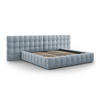 BETT mit Bettkasten und Doppelkopfteil Mamaia aus Samt hellblau 200x200cm - Hellblau, Textil (200/200cm) - Micadoni