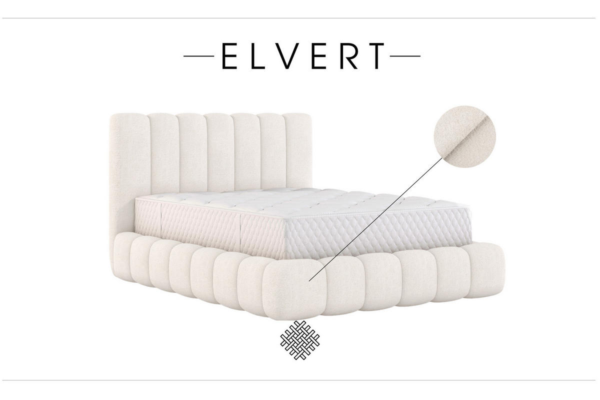 POLSTERBETT aus Polyester Elvert 200x200 cm, Cremefarbe - Creme, Textil (200/200cm) - Meblito