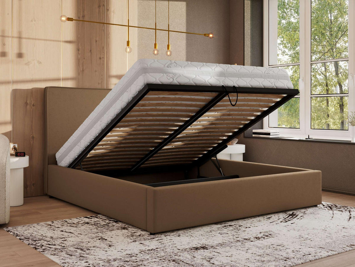 POLSTERBETT CORIVO CLASSIC 140/200 - Braun Kunstleder - Schaum-Matratze - Braun, Textil (140/200cm) - MKS