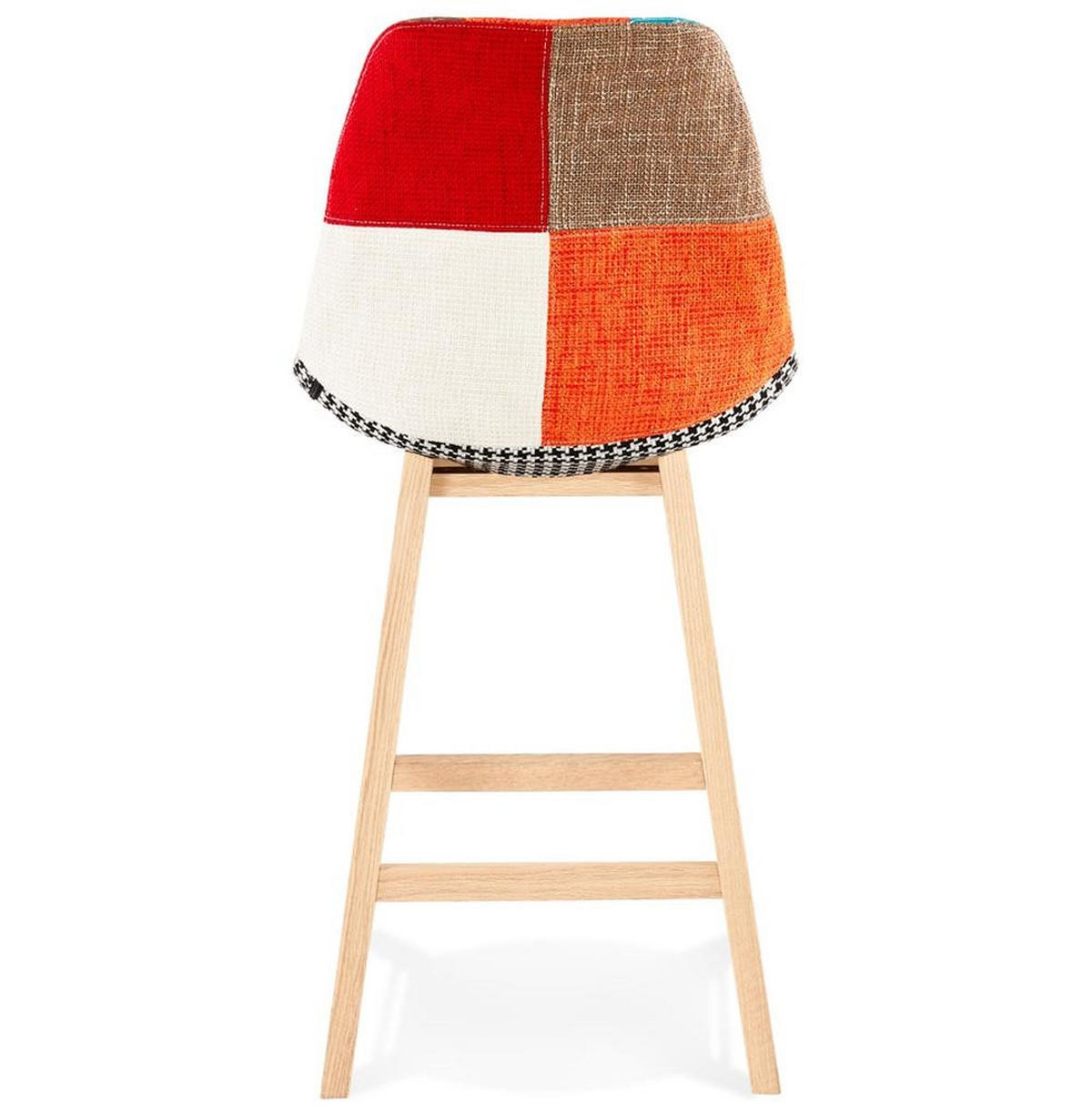 BARHOCKER – Patchwork Bunt, Eiche, hohe Lehne, 65 cm, TRIXA - Beige/Multicolor, Eichenholz/Holz (49/104/56cm) - KADIMA DESIGN