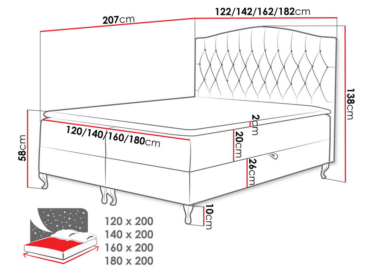BOXBETT Puerto - Türkis, Holz (120/200cm) - MIRJAN24