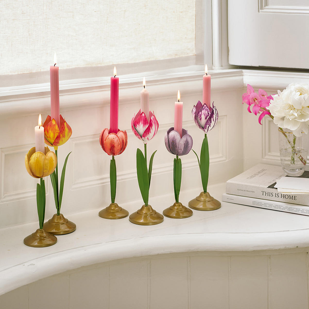 KERZENHALTER 2er-Set Tulpe s metal gelb - Gelb, Metall (8.5/26/8.5cm) - Pip Studio