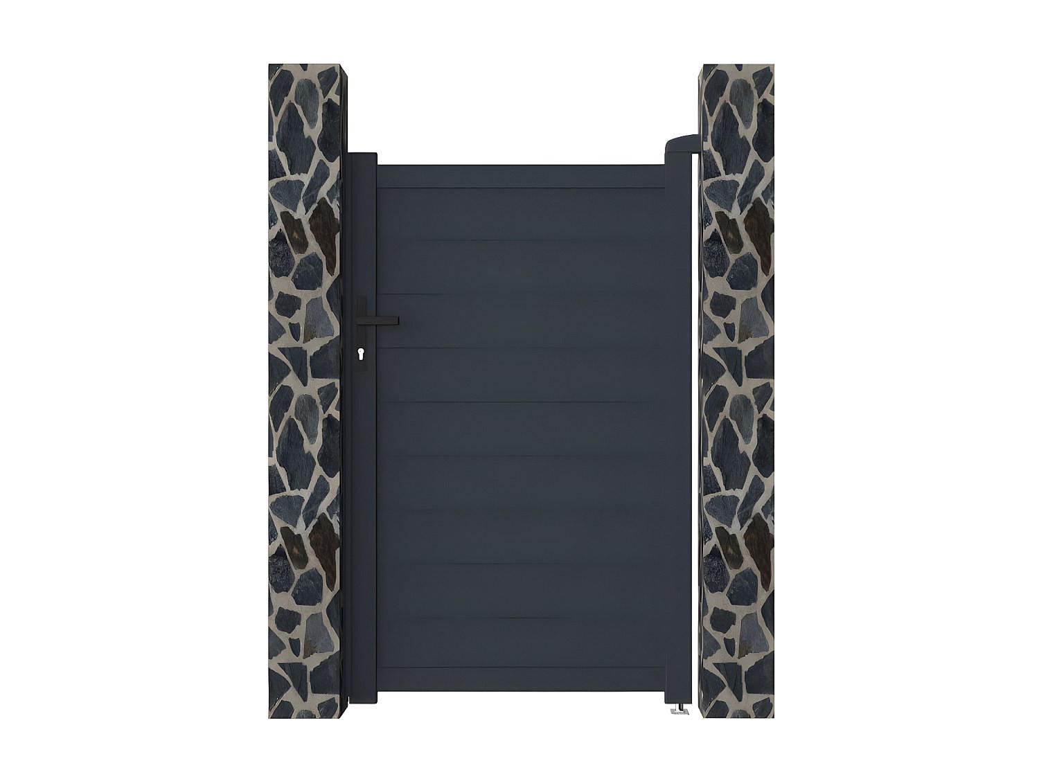 EINGANGSTOR - 100cm x 4.6cm - Aluminium - anthrazitgrau - NAZARIO - Anthrazit, Metall (100/161cm) - Vente-Unique