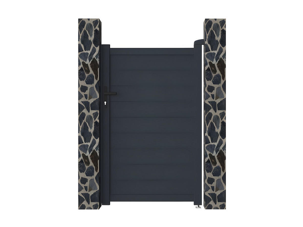 EINGANGSTOR - 100cm x 4.6cm - Aluminium - anthrazitgrau - NAZARIO - Anthrazit, Metall (100/161cm) - Vente-Unique