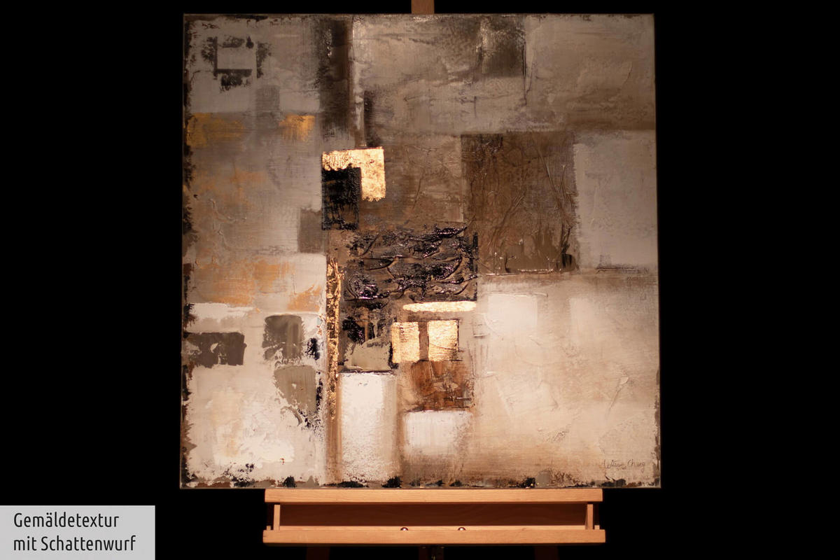 ÖLGEMÄLDE 80/80 cm - Beige/Goldfarben, Holz/Textil (1.68/80cm) - KUNSTLOFT