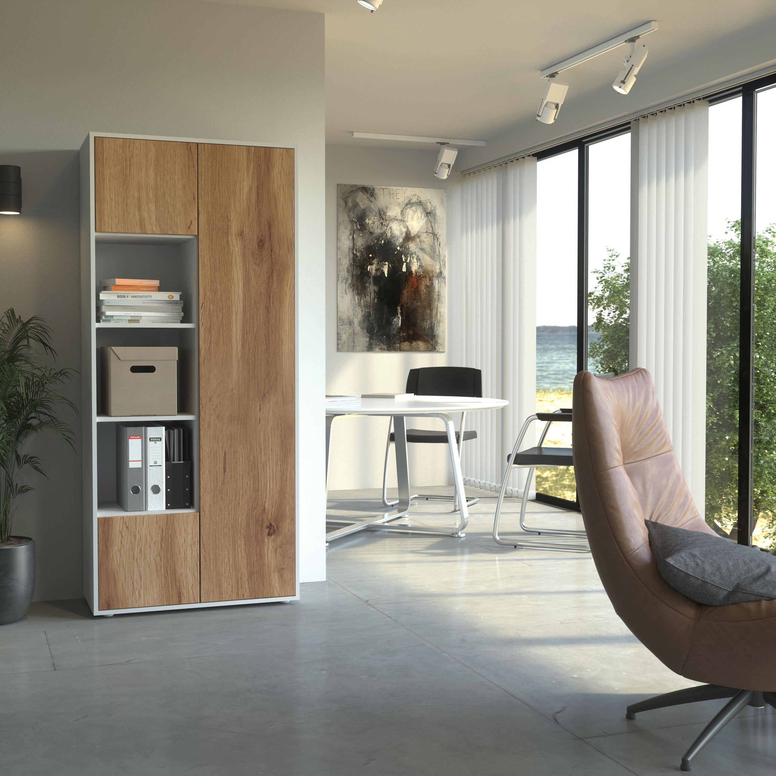 AKTENSCHRANK Amira T30 Eiche Wotan 180/80/40 cm - Eiche Wotan, Holzwerkstoff (80/180/40cm) - SIMPLYFURN