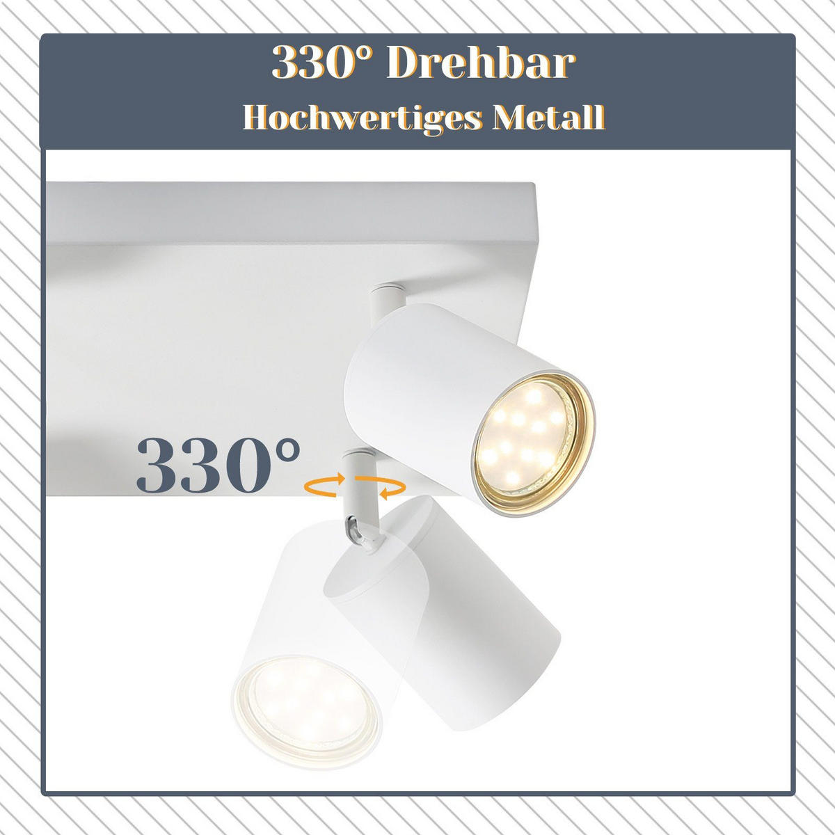 DECKENSTRAHLER Kikyo 45/24.5/10.5cm - Weiß, Metall (45/24.5/10.5cm) - ZMH