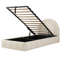 POLSTERBETT 90/200 cm Beige mit Lattenrost, Kopfteil und hydraulisches Stauraum - Beige, Textil (90/200cm) - Oxeza