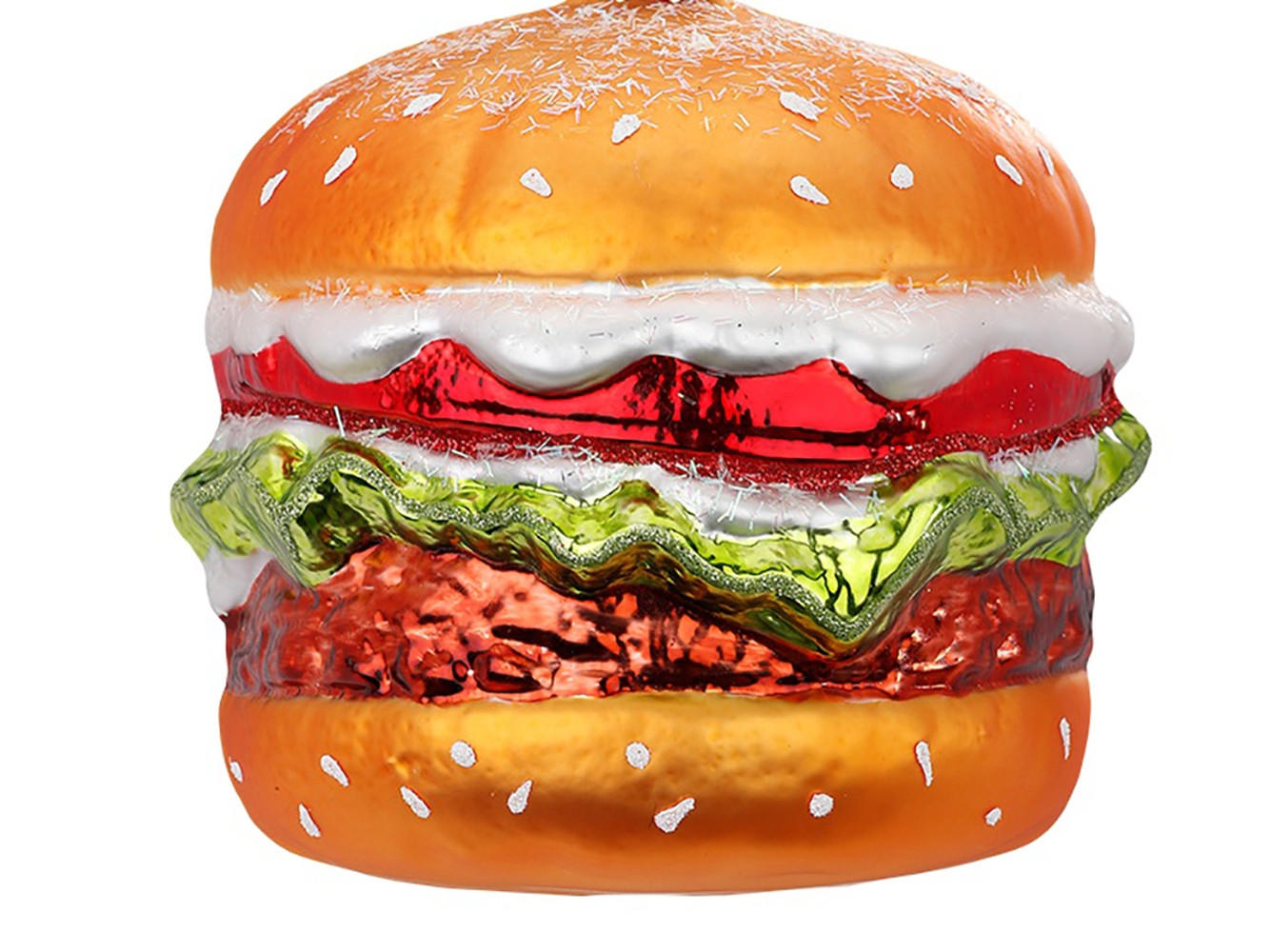 LAALU WEIHNACHTSBAUMSCHMUCK Ornament Cheesburger 10 cm - Gelb, Glas (0.01/1/0.01cm) - LAALU