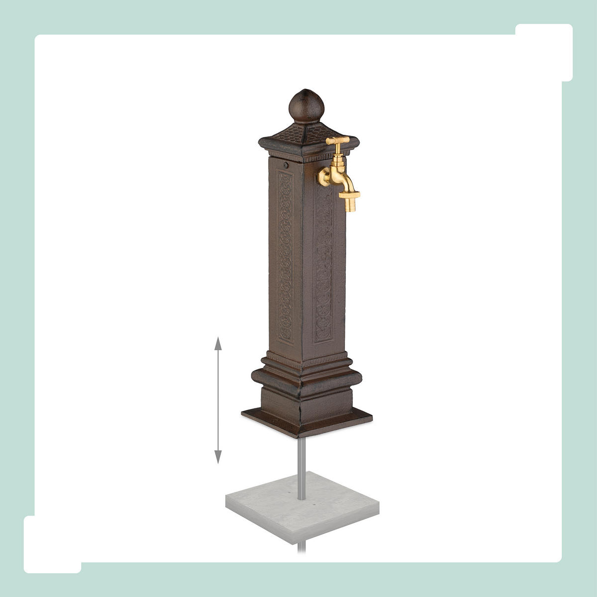 STANDBRUNNEN - Braun, Metall (18.5/14/47cm) - Relaxdays