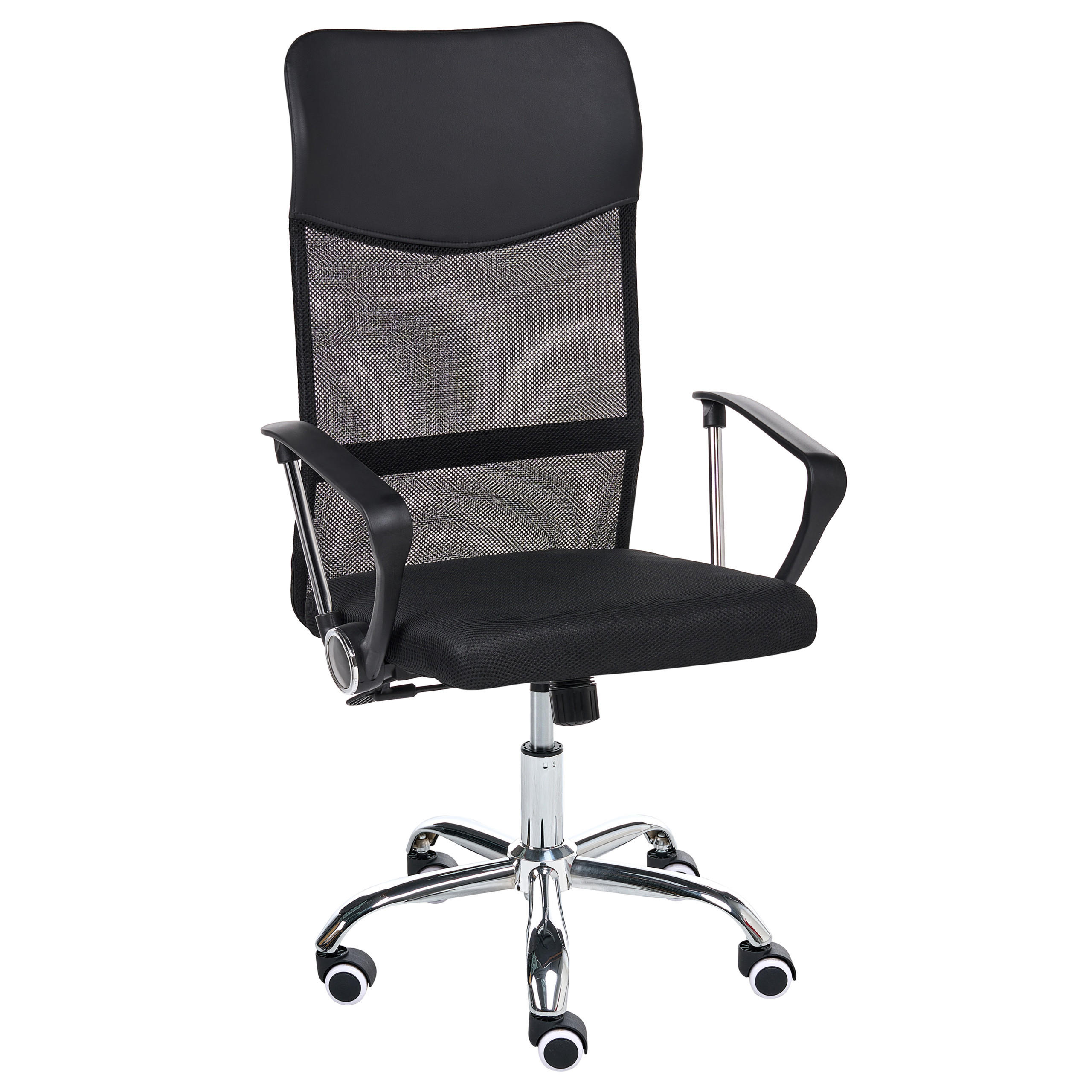 BÜROSTUHL Kunstleder Schwarz Design - Schwarz, Textil/Metall (60/117/60cm) - Beliani