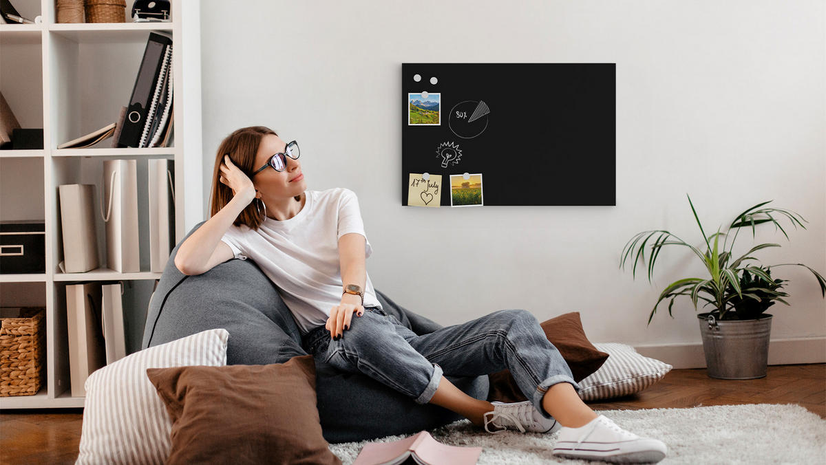 METALBOARD mit Kreideoberfläche 60x40cm + Zubehör-Set - Schwarz, Metall (60/40/1.8cm) - ALLboards