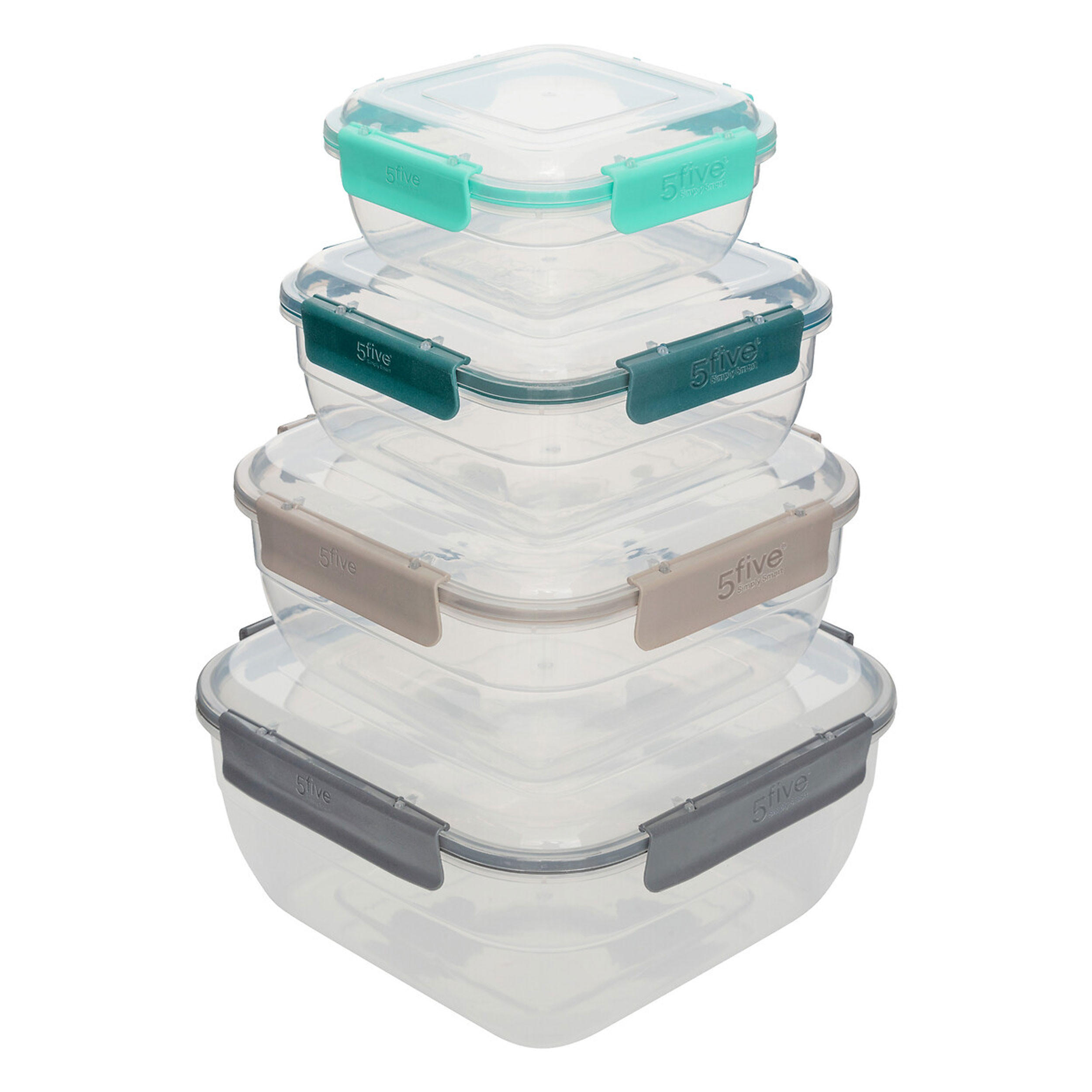 VORRATSDOSE Klic, 4-tlg., Quadratisch, Kunststoff - Transparent, Kunststoff (9.4/20.3/20.3cm) - 5five Simply Smart