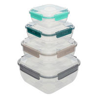 VORRATSDOSE Klic, 4-tlg., Quadratisch, Kunststoff - Transparent, Kunststoff (9.4/20.3/20.3cm) - 5five Simply Smart