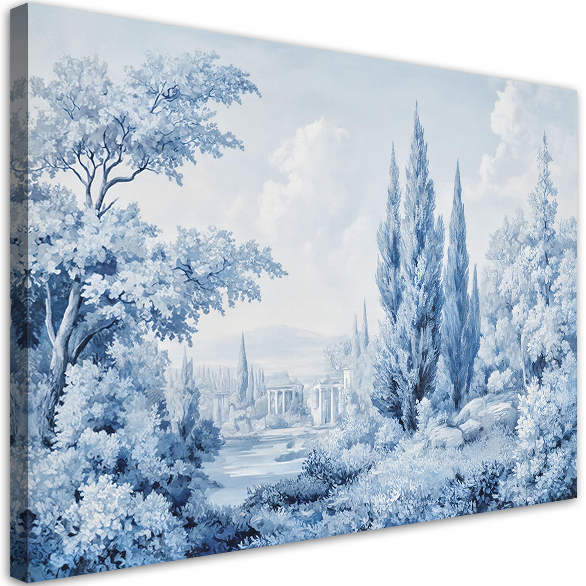 WANDBILD landschaft wald bäume natur blau - Blau, Textil (60/40cm) - Feeby