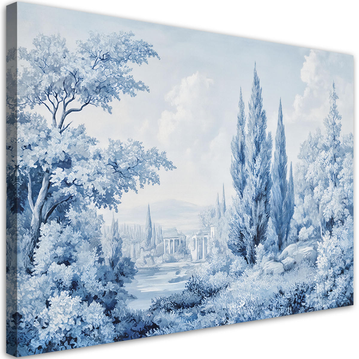 WANDBILD landschaft wald bäume natur blau - Blau, Textil (60/40cm) - Feeby