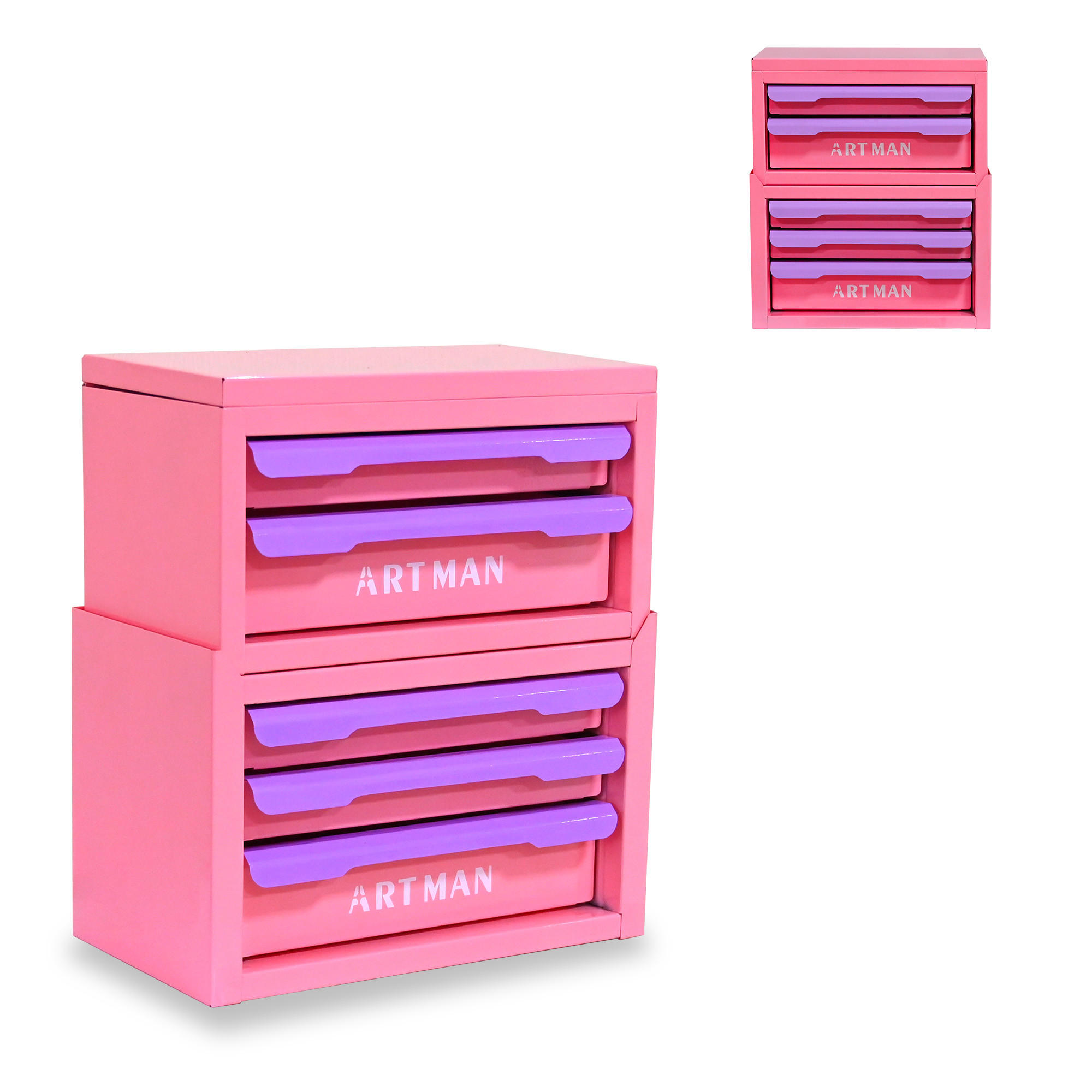 KOMBINATIONSKOFFER – Violett-Rosa, 2+3 Ebenen - Multicolor, Metall (15.8/32/28.5cm) - DCA