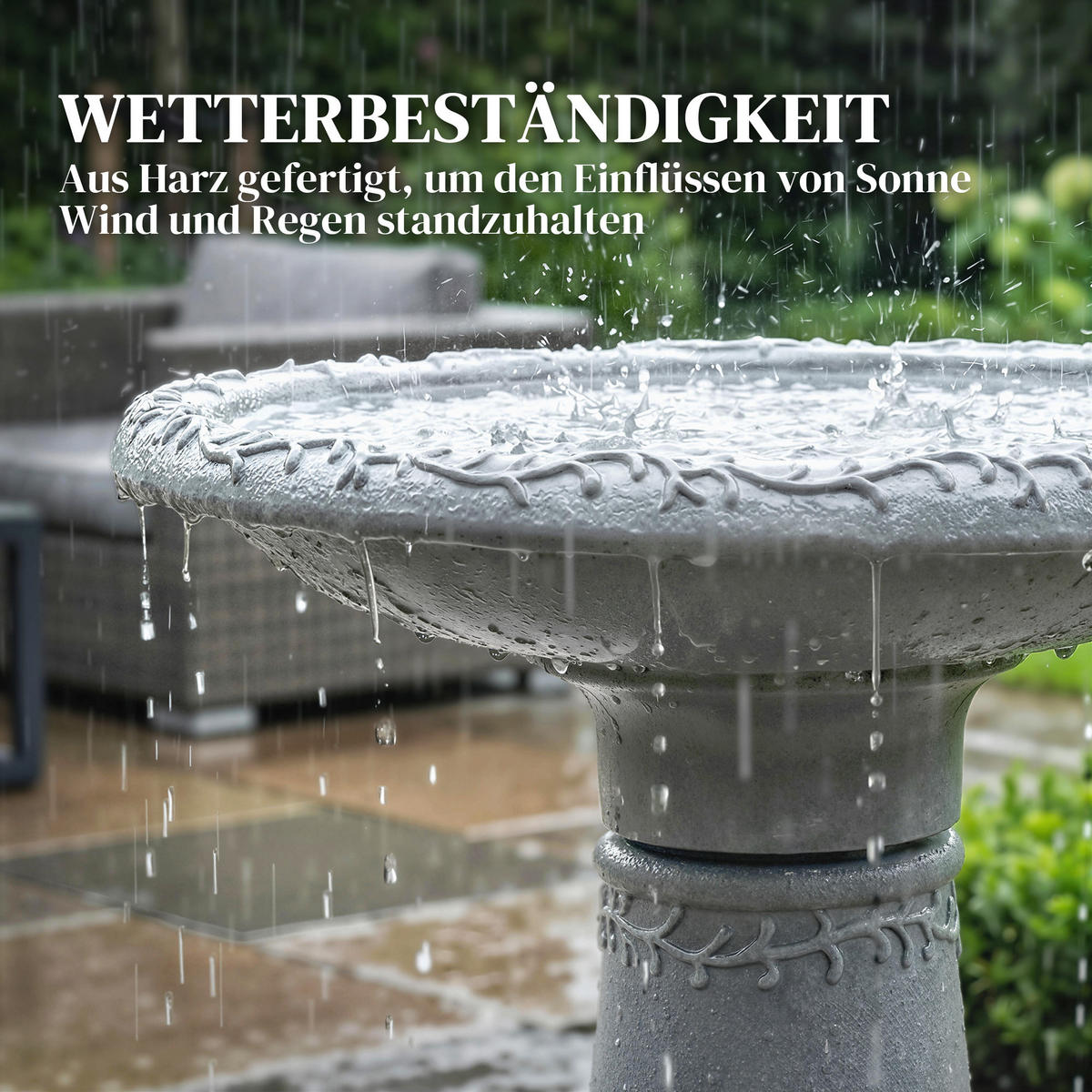 VOGELBAD Harz Grau - Grau, Kunststoff (48/51/48cm) - Outsunny