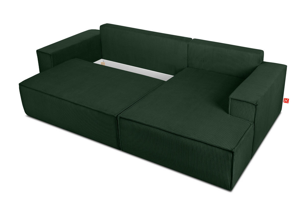 ECKSCHLAFSOFA-RECHTS NAPI in Pet Friendly Cord-Stoff, dunkelgrün - Dunkelgrün/Schwarz, Textil (262/148cm) - KONSIMO®