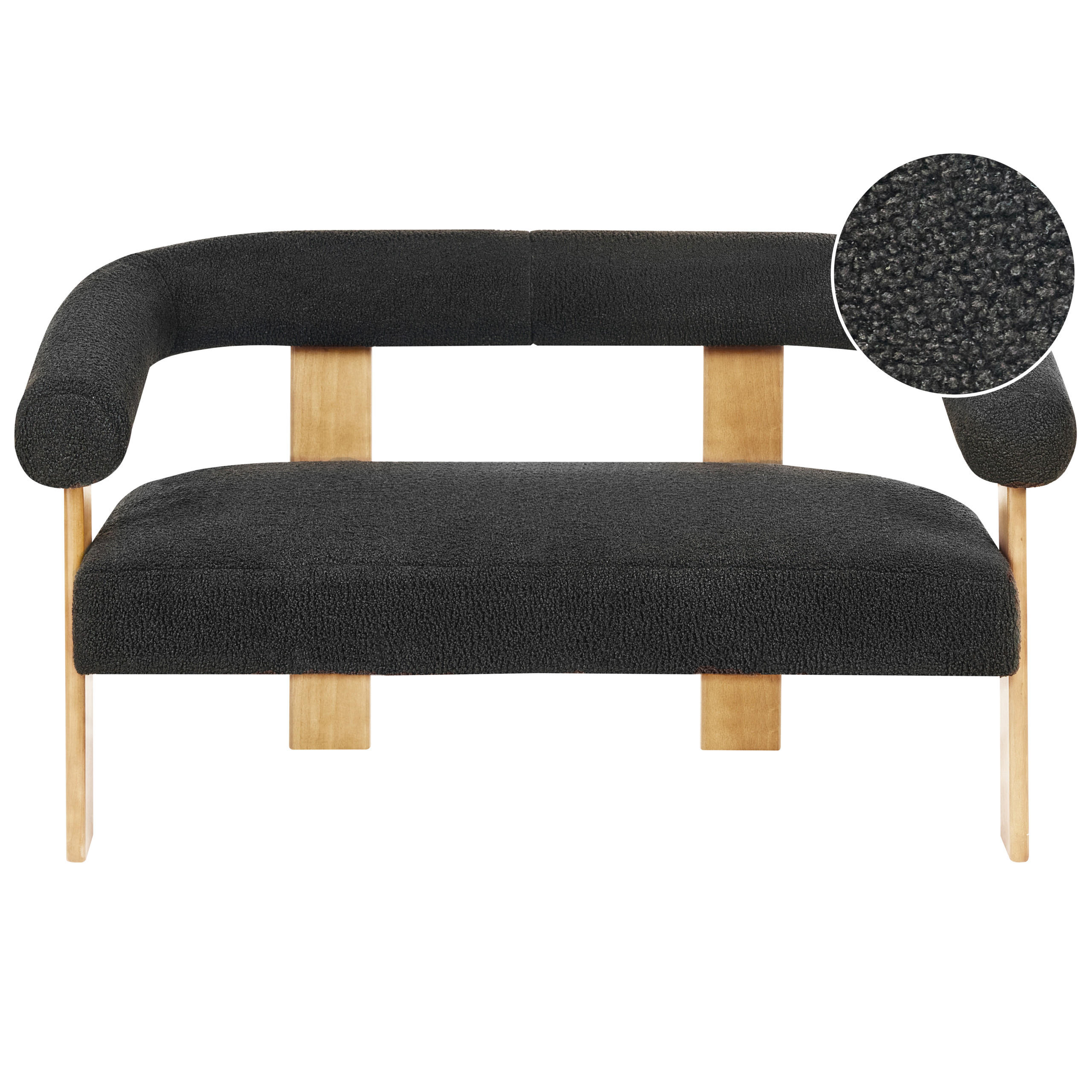 2-SITZER-SOFA Bouclé Schwarz/Hellbraun Ilbro - Schwarz, Textil (138/76/68cm) - Beliani