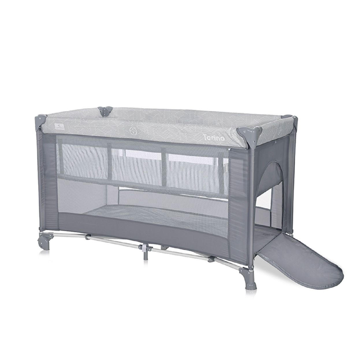 REISEBETT Torino 2 Ebenen dunkelgrau faltbar seitliche Öffnung Tragetasche Matratze - Dunkelgrau/Grau, Kunststoff (68/127cm) - Lorelli