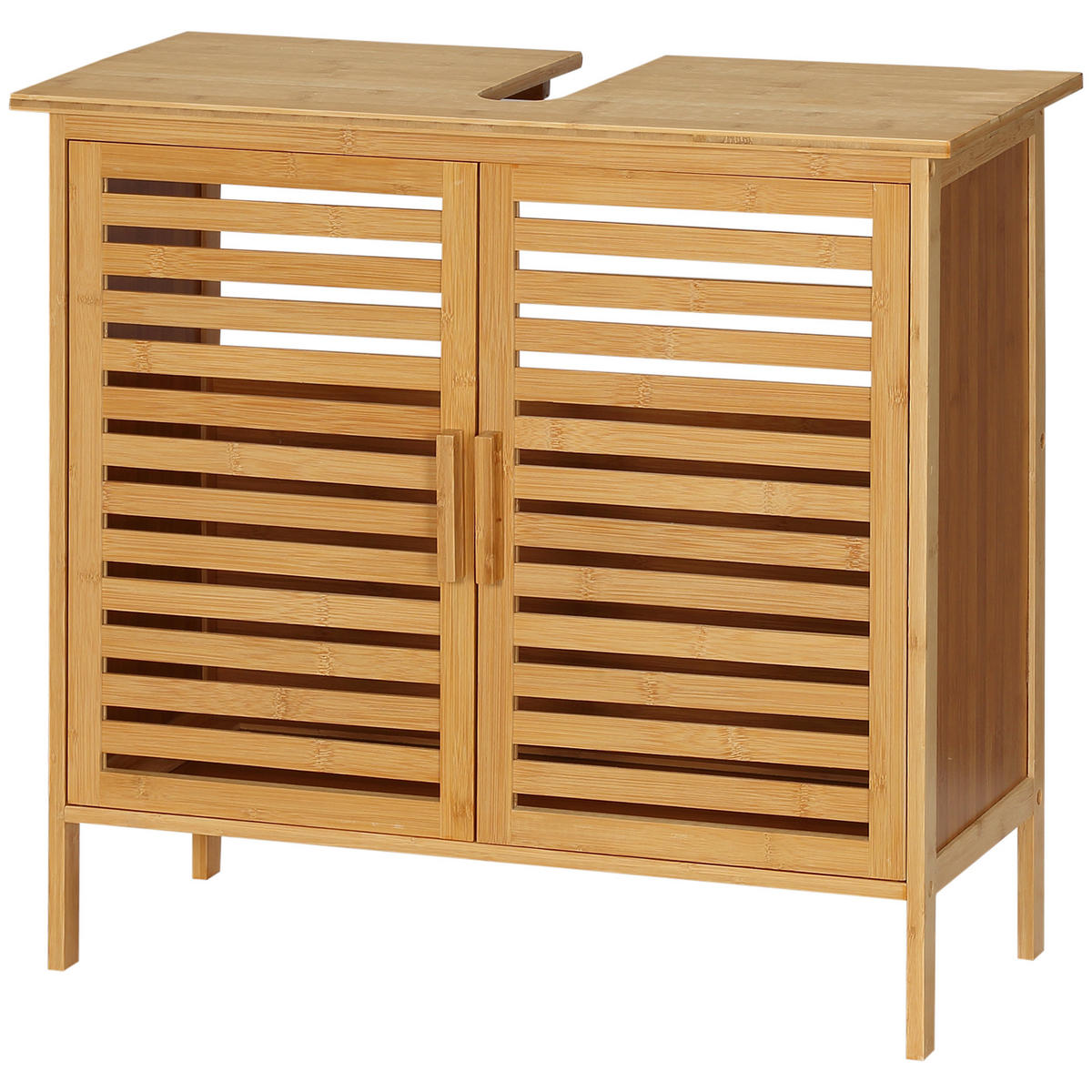 WASCHBECKENUNTERSCHRANK DE-15867 aus Bambus mit 2 Türen Natur - Naturfarben, Naturmaterialien (66/61.5/29cm) - ComfortXL