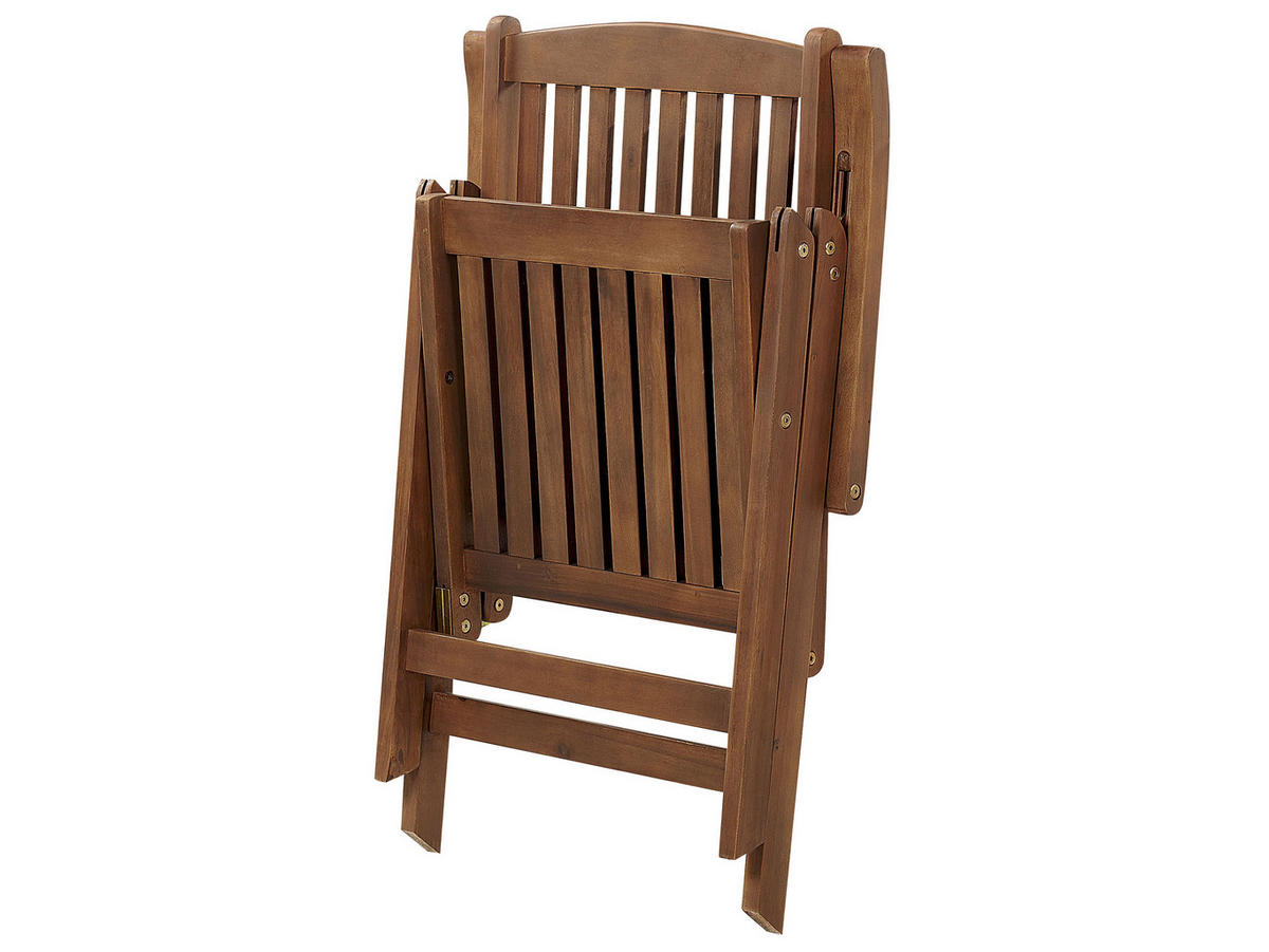 GARTENMÖBEL SET 6-Sitzer mit Sonnenschirm blau Akazienholz dunkelbraun Amantea - Blau/Dunkelbraun, Holz - Beliani