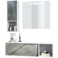 BADMÖBELSET La Costa Fronten in Beton Dunkel Optik - Dunkelgrau, Holzwerkstoff (126.5/190/46cm) - Vladon