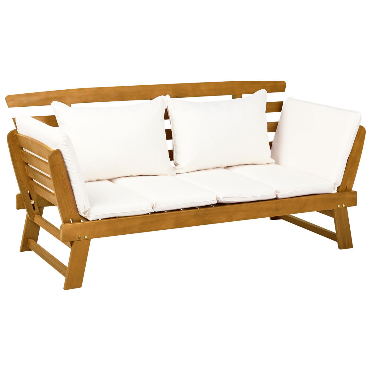 GARTENBANK 2-Sitzer Heller Holzfarbton Portici - Hellbraun/Weiß, Holz (210/82/66cm) - Beliani