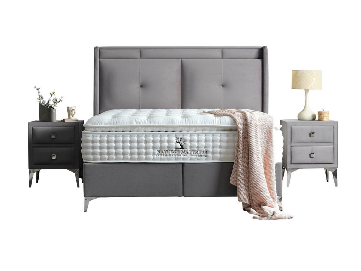 POLSTERBETTSET Air Comfort 180x200 Grau - Grau, Textil/Metall (180/200cm) - Villa Möbel