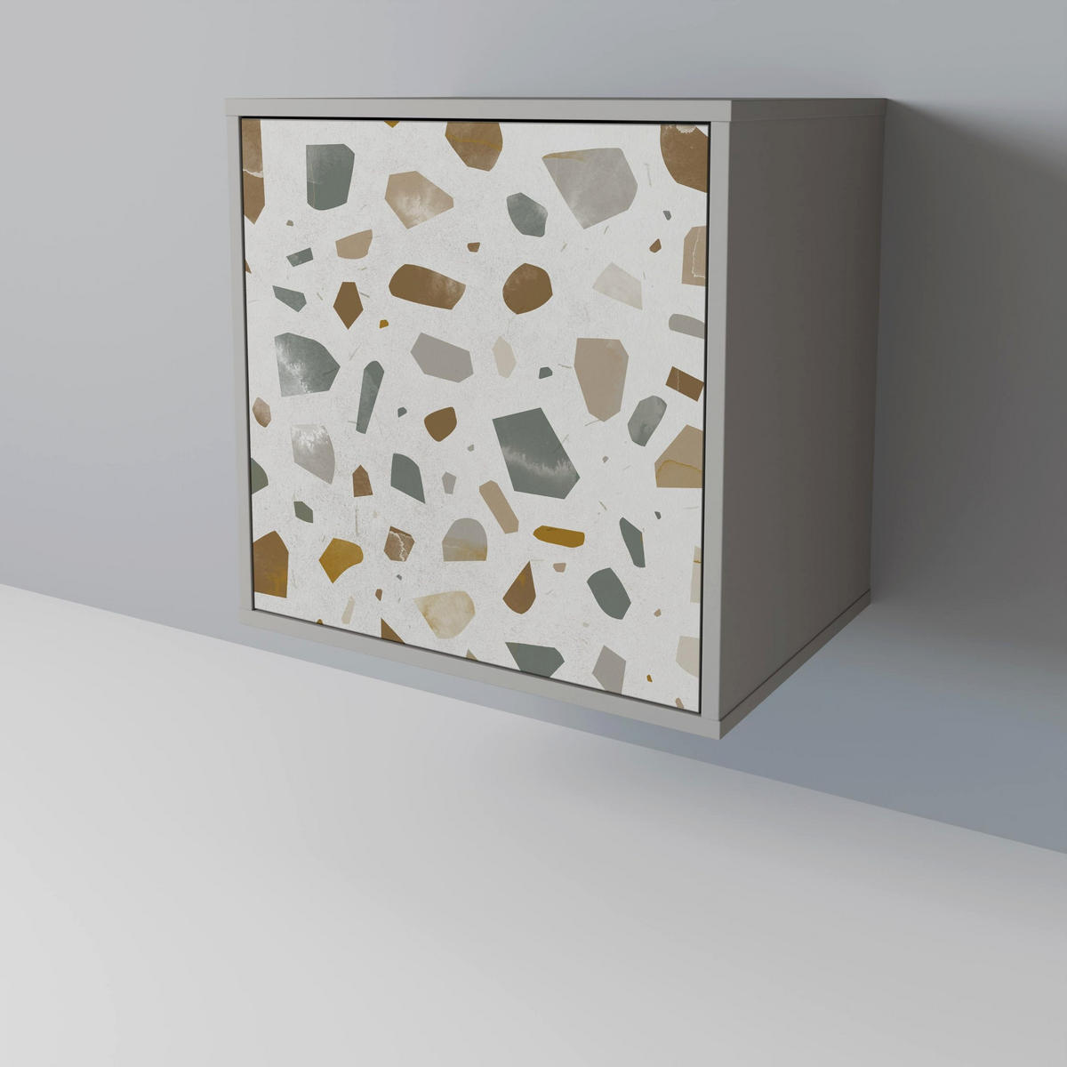 SIDEBOARD PIECES OF TOMORROW, Grau, 57,5x42x77,5 cm, Schräge Buchenholzfüße - Buchefarben/Multicolor, Holzwerkstoff/Buchenholz (57.5/77.5/42cm) - SpaceRebels