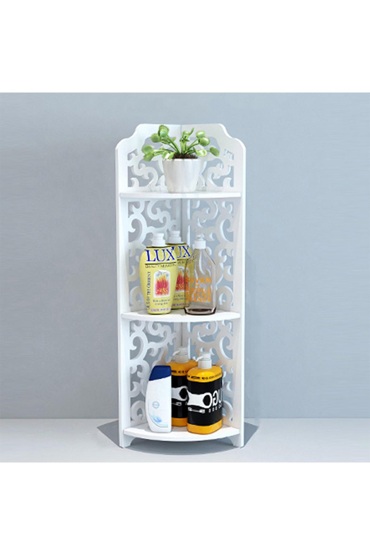 ECKREGAL 3-Stufiges aus MDF-Platten in Weiß mit dekorativen Schnitzmustern Modernes Design Vielseitig einsetzbar 21 x 21 x 80 cm - Weiß, Kunststoff (21/80/21cm) - Livingandhome