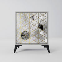 SIDEBOARD ASHEN ARIA, Grau, 57,5x42x70,5 cm, Schwarze Metall-Sternfüße - Multicolor/Schwarz, Holzwerkstoff/Metall (57.5/70.5/42cm) - SpaceRebels