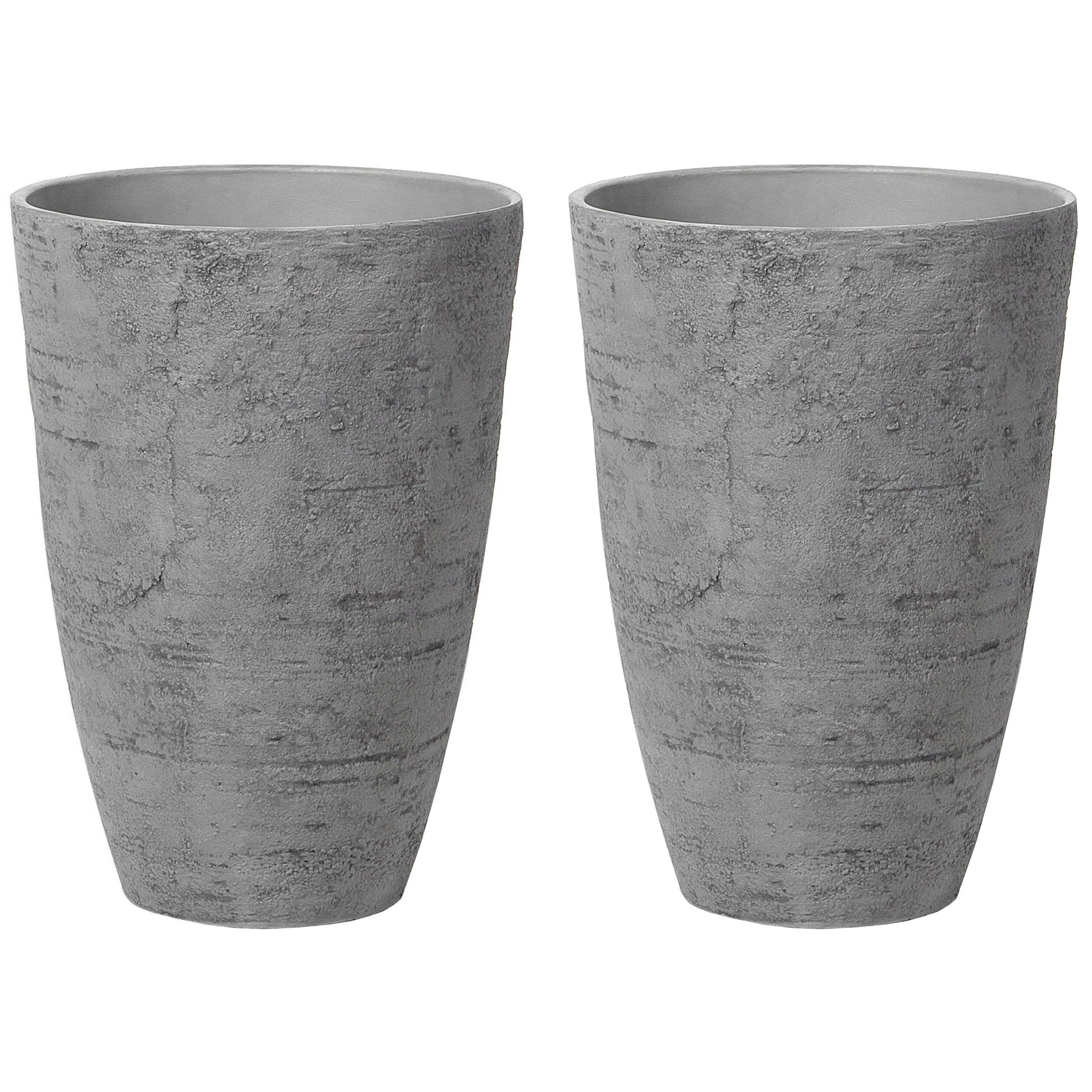 Beliani Blumentopf Grau 60 cm