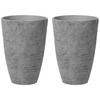 BLUMENTOPF 2er-Set grau rund 43/43/60 cm Camia - Grau, Stein (60cm) - Beliani