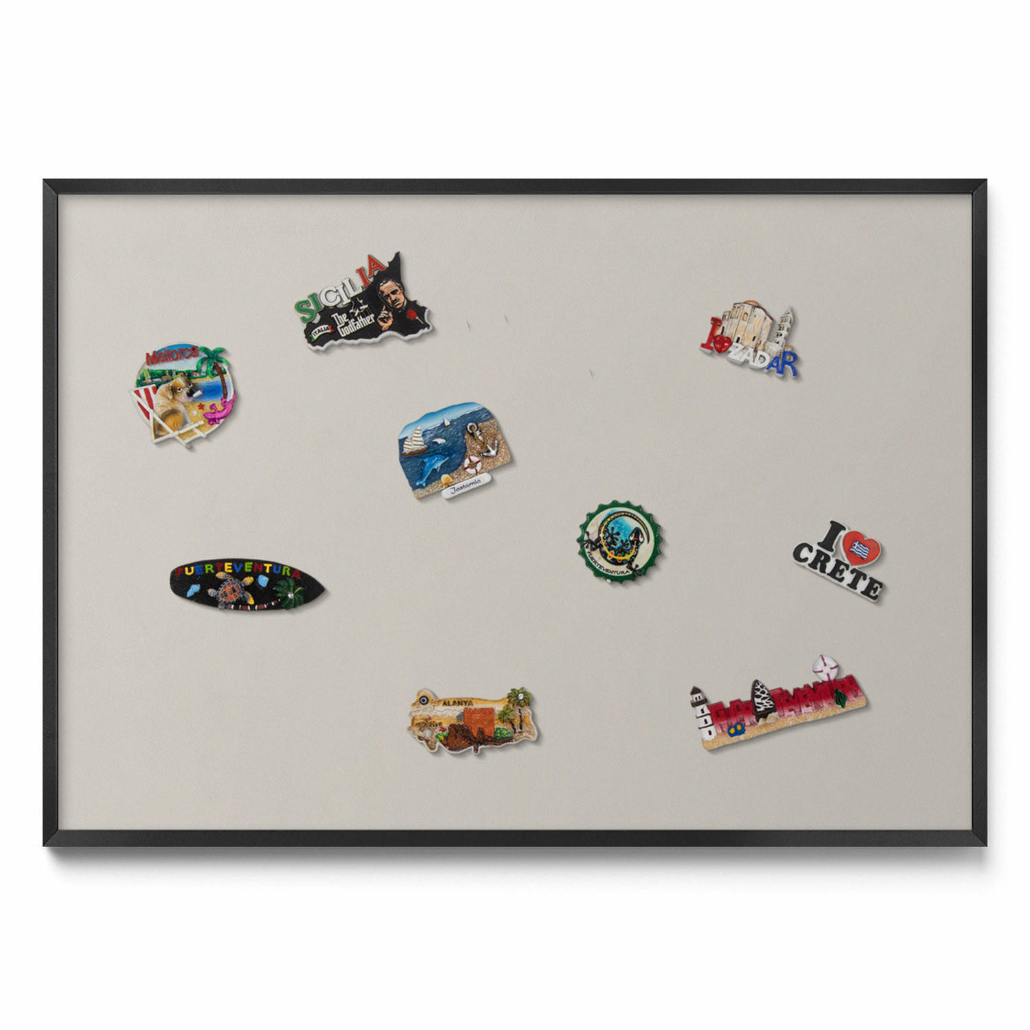 MAGNETTAFEL 100x70 cm Schwarzer Rahmen Cremefarben - Multicolor, Metall (100/70/0.4cm) - TULUP