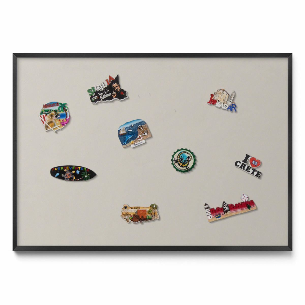 MAGNETTAFEL 100x70 cm Schwarzer Rahmen Cremefarben - Multicolor, Metall (100/70/0.4cm) - TULUP