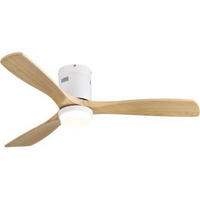DECKENVENTILATOR 52Zoll Weiß Holzflügel DC Motor Fernbedienung - Braun, Kunststoff (132/132/30cm) - CASIVA