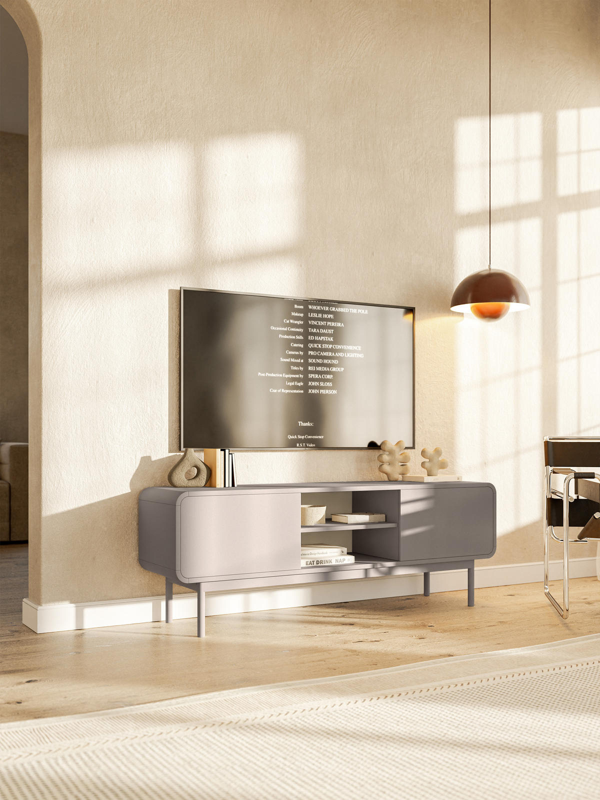 TV-LOWBOARD Oro Dunkelbeige mit 2 Schubladen 154 cm - Beige, Holz/Holzwerkstoff (154/53.4/40cm) - Selsey