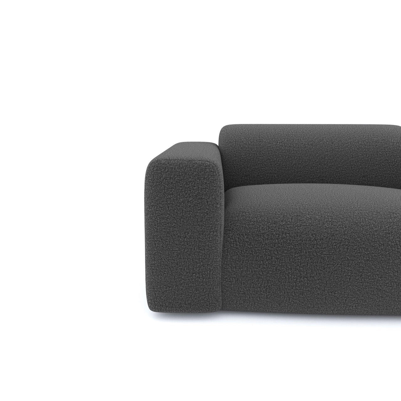 SOFA 3-Sitzer Bouclé-Stoff Graphitgrau 205cm - Graphitfarben/Grau, Textil (205/73/97cm) - Sia Home