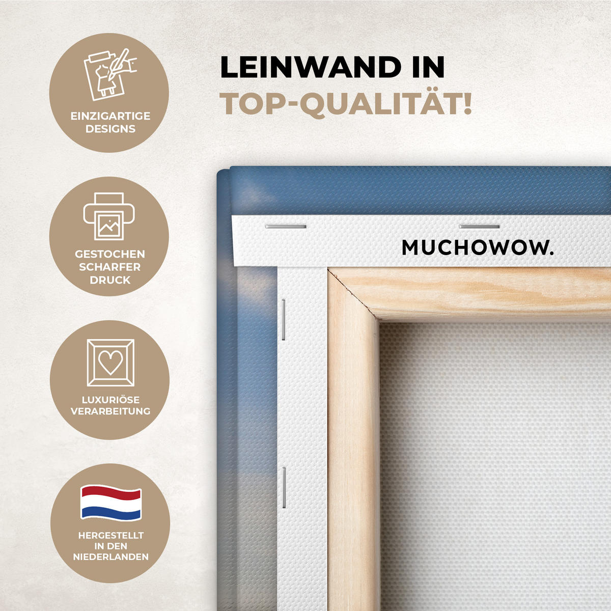 LEINWANDBILD Strand - Meer - Düne - Sonnenuntergang - Landschaft Deko Groß 90x90 cm - Beige, Textil (90/90cm) - MuchoWow