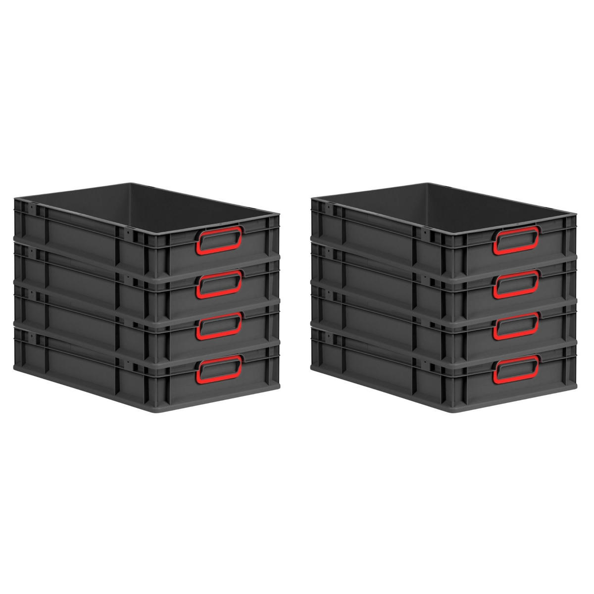 EUROBOX 8x NextGen Color 12x40x60 cm 23 Liter Griffe rot zu, Schwarz - Rot/Schwarz, Kunststoff (40/12/60cm) - PROREGAL