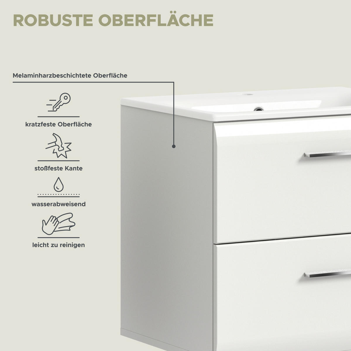 BADKOMBINATION Ice 135x185x46 cm weiß Hochglanz MDF 3tlg. - Weiß, Holz (135/185/46cm)