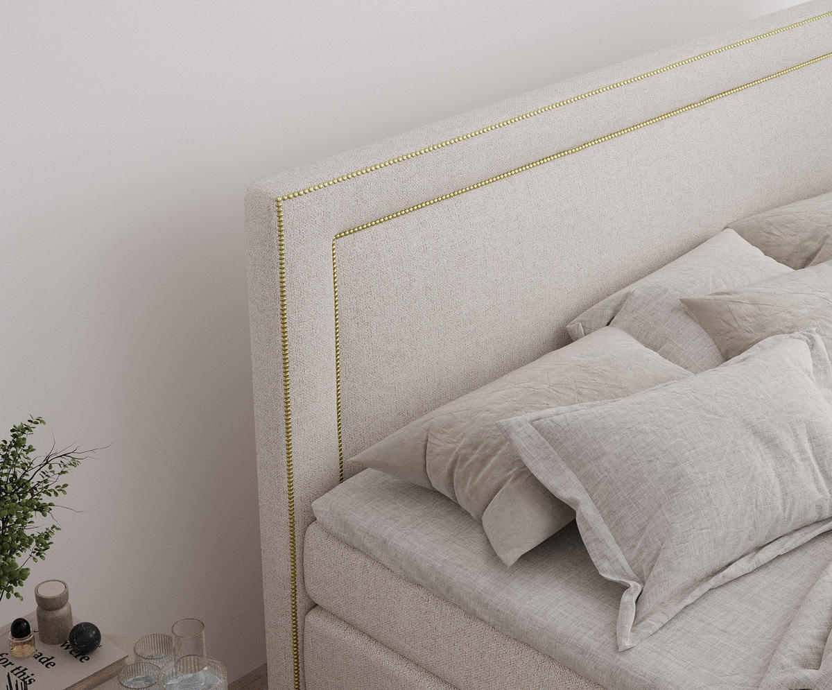 BOXSPRINGBETT Luxora Beige 200/200 cm - Beige/Schwarz, Holz/Holzwerkstoff (200/200cm) - Maison de Reve