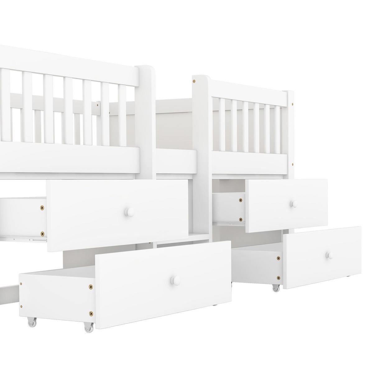 HOCHBETT Kinderbett 90/200 cm aus Kiefernholz und MDF mit 4 Schubladen Weiß - Weiß, Holz (90/200cm) - Modenvie