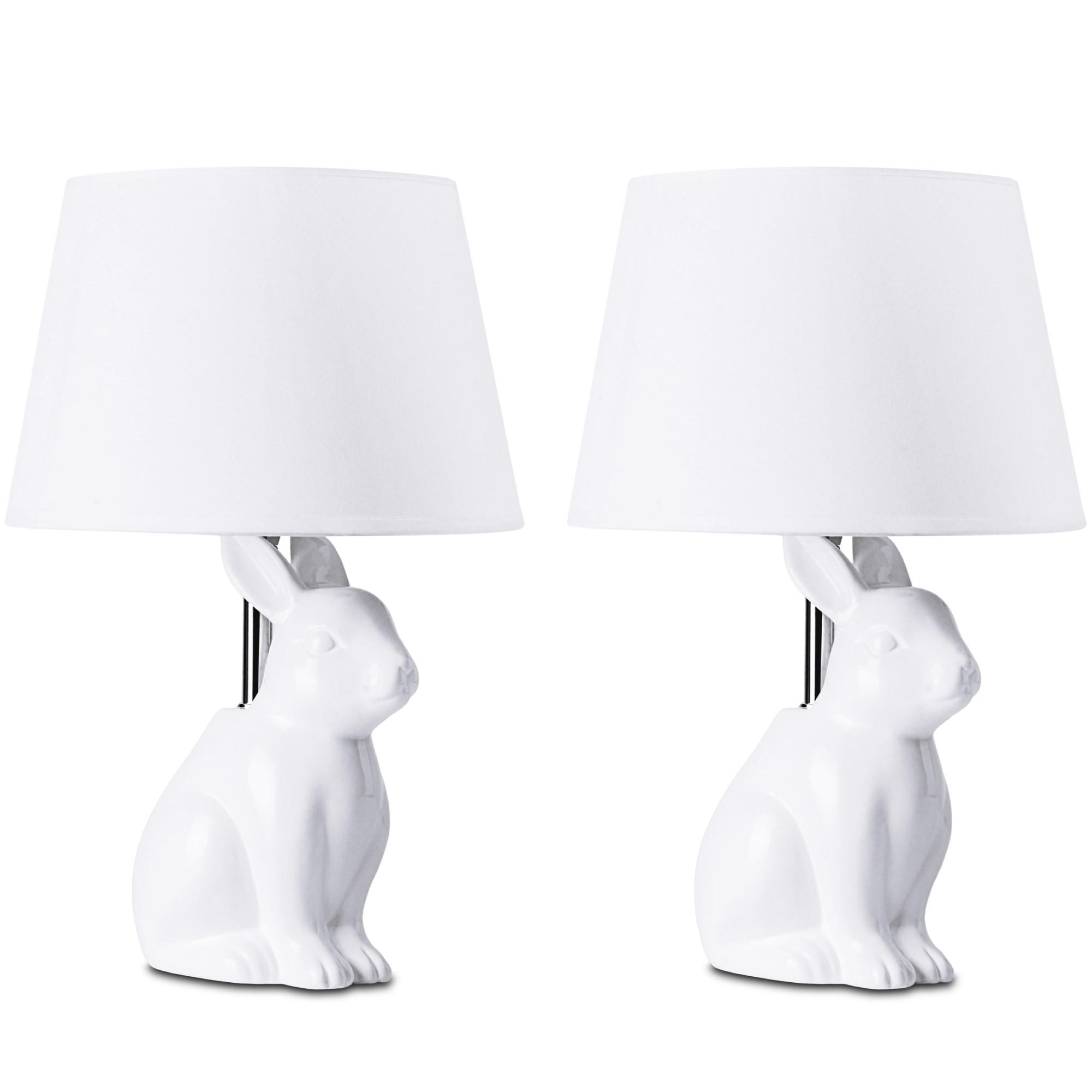 TISCHLAMPE LEPUS 2-er Set, Weiß - Weiß, Keramik/Textil (25/25/37cm) - KONSIMO®