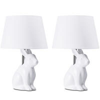 TISCHLAMPE LEPUS 2-er Set, Weiß - Weiß, Keramik/Textil (25/25/37cm) - KONSIMO®