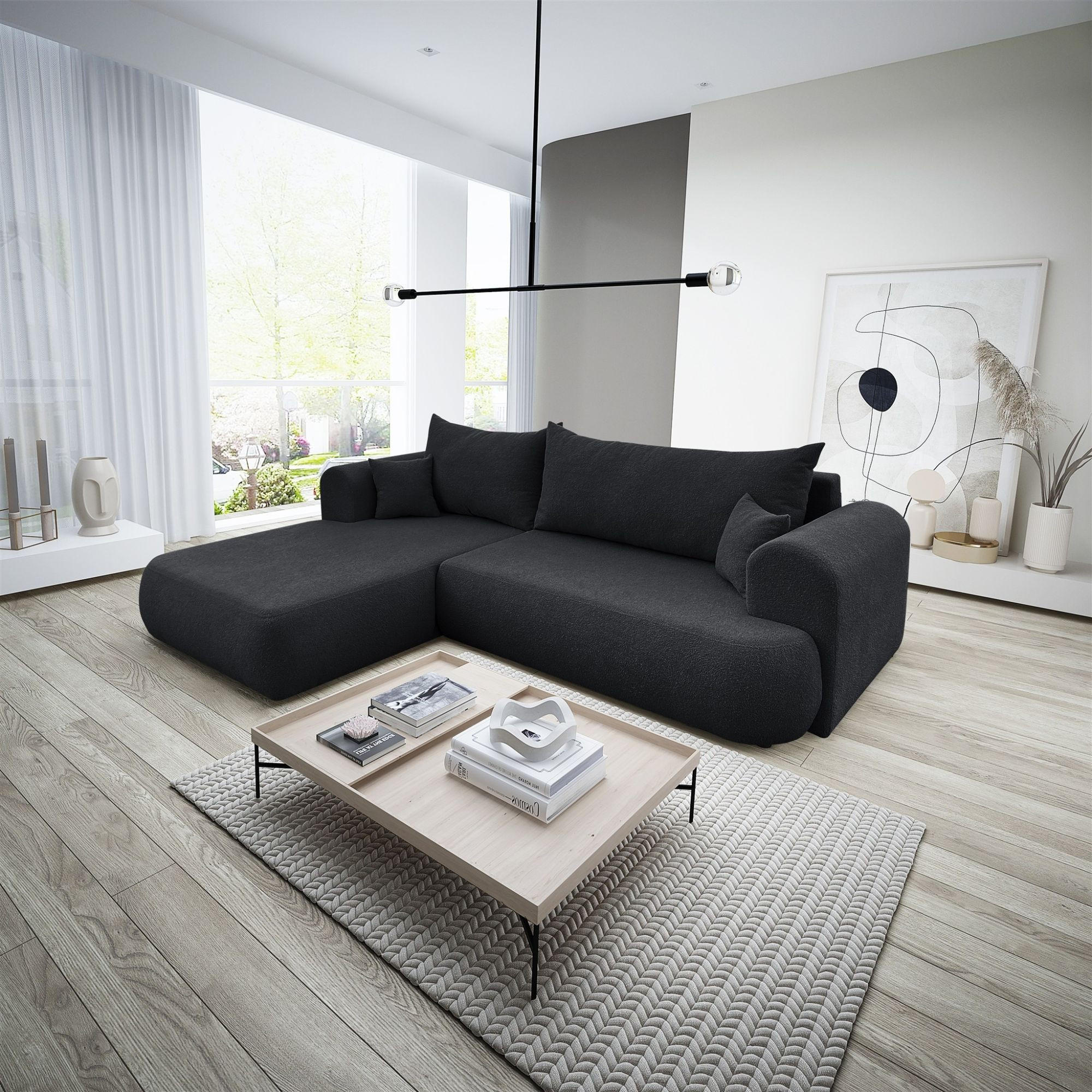 ECKSOFA Anike In Now Or Never - Schwarz, Holzwerkstoff/Textil (260/173cm) - Fun Möbel